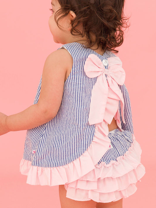 Seersucker Ruffle Top and Bloomer Set