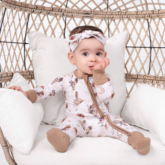 Feathers and Fables (Owl) TENCEL™ Modal Baby Zipper Romper Pajamas