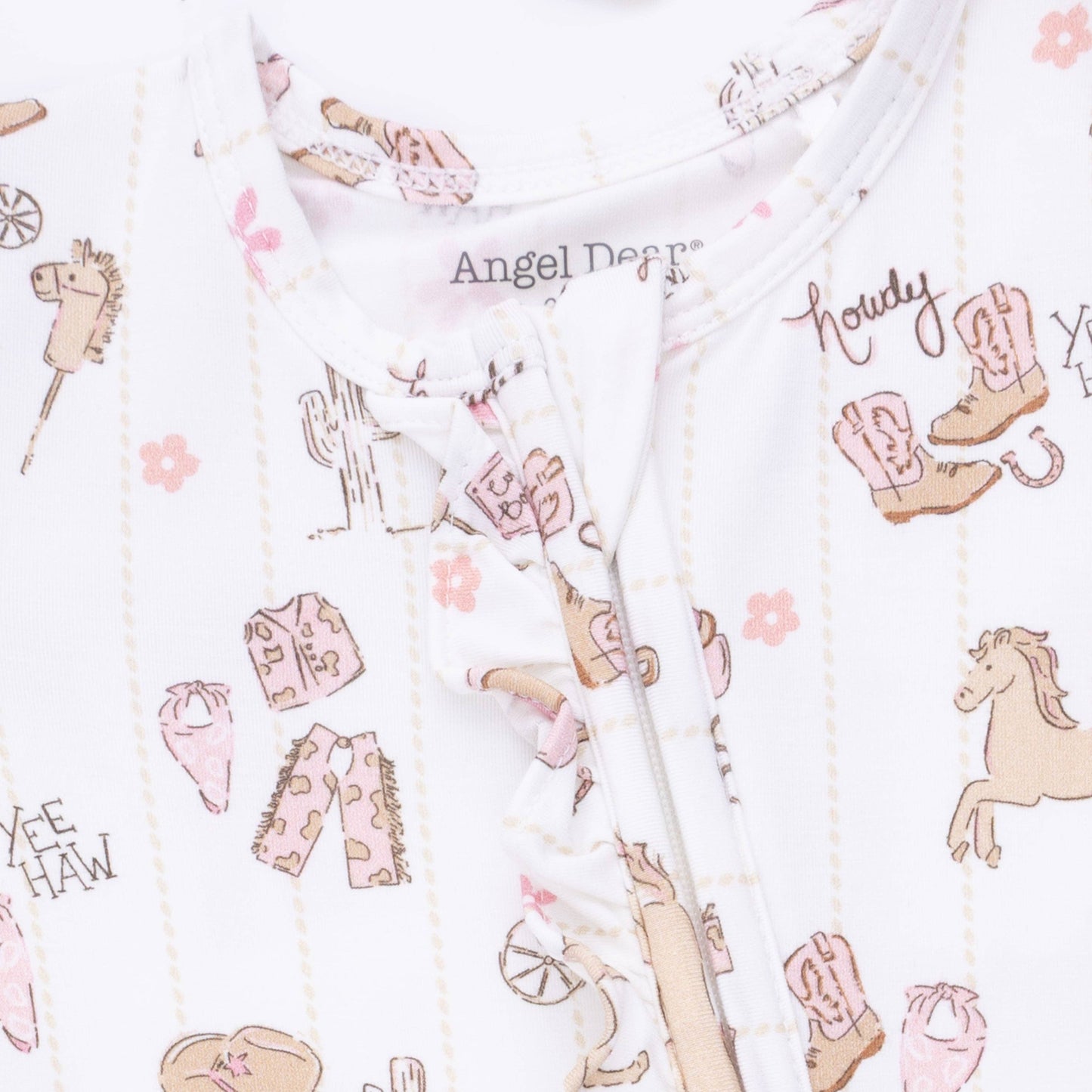 Angel Dear | Cowgirl Nursery - 2 Way Ruffle Front Zipper Footie