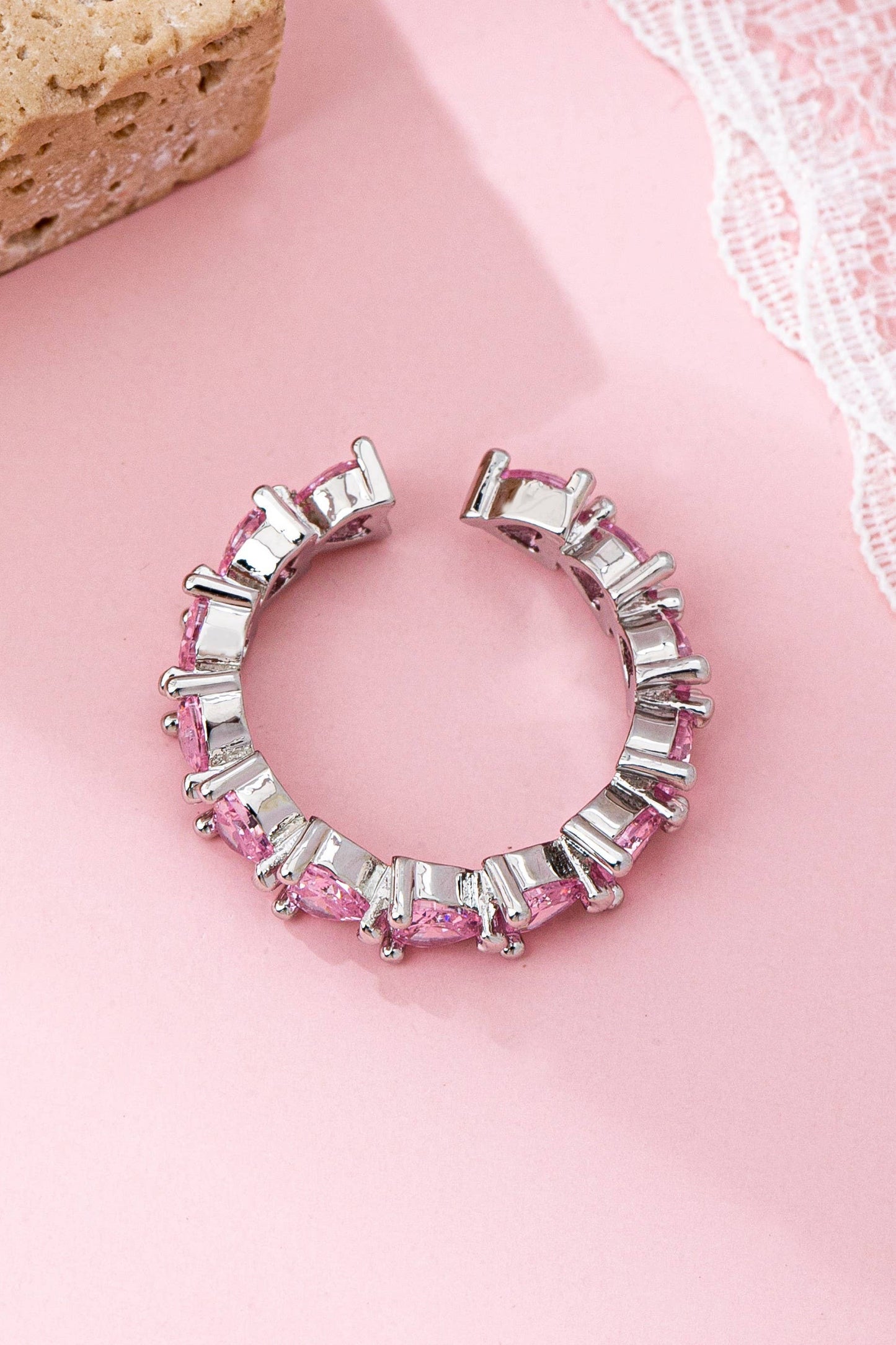 Pink Heart Eternity Band Ring