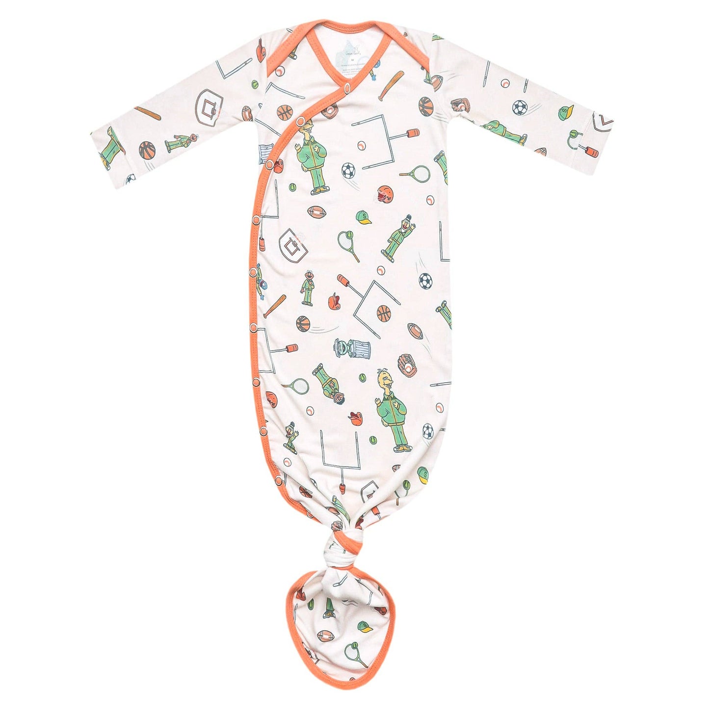 Copper Pearl | Newborn Knotted Gown - Sesame Street Varsity Friends