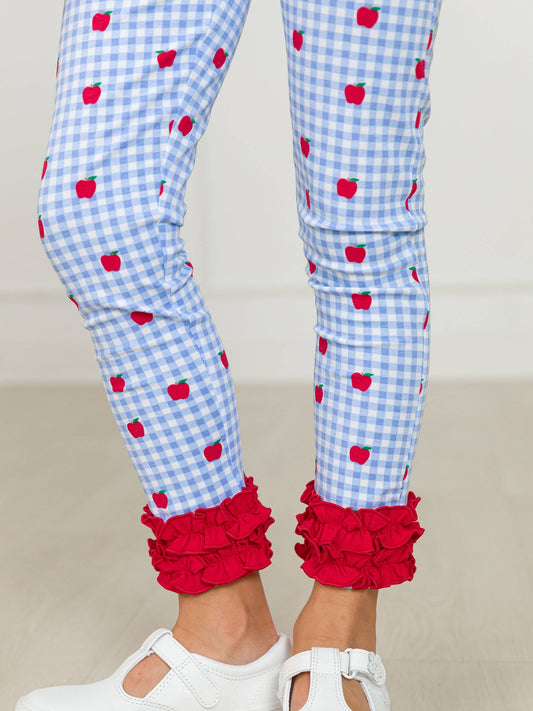 RuffleButts + RuggedButts - Girls Apple Orchard Gingham Classic Ruffle Leggings