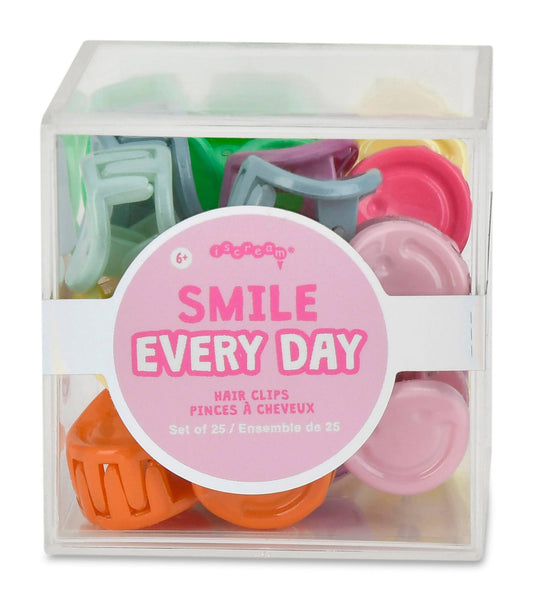 Mini Smiley Face Hair Clips Set