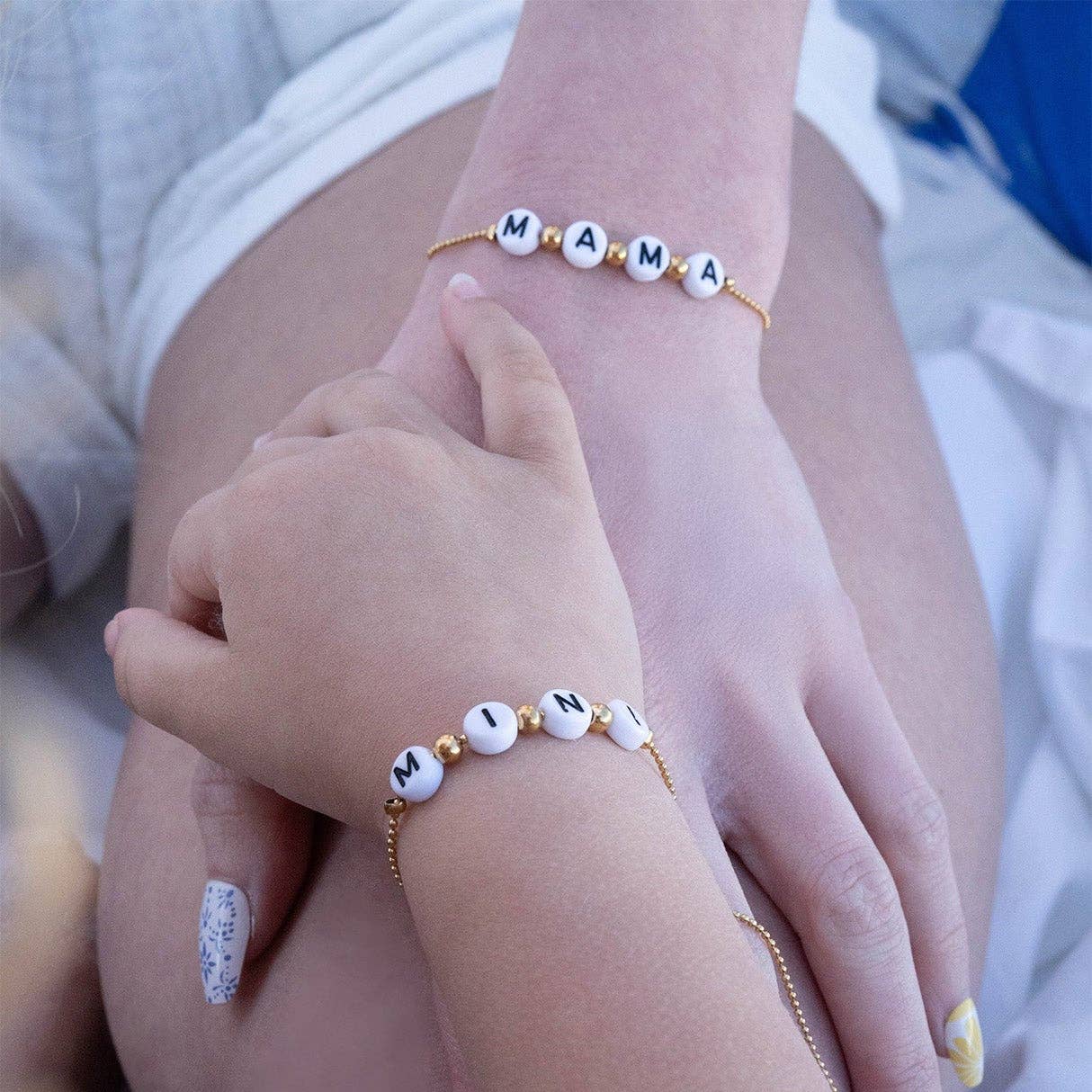 Mama and Mini Matching Beaded Charm Bracelet Set