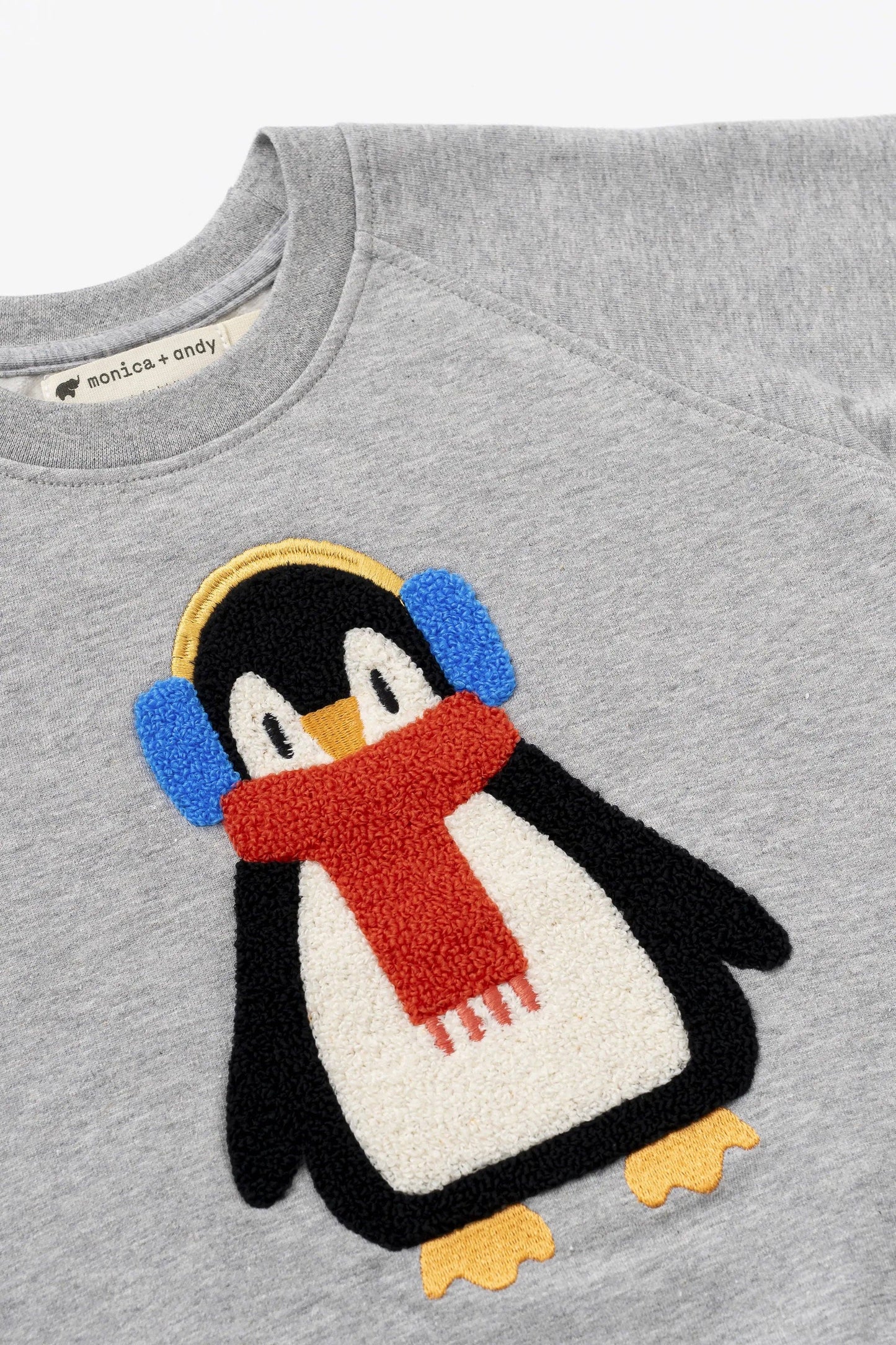 Bundled Up Penguin Embroidered Crewneck Sweatshirt | 100% Organic Cotton