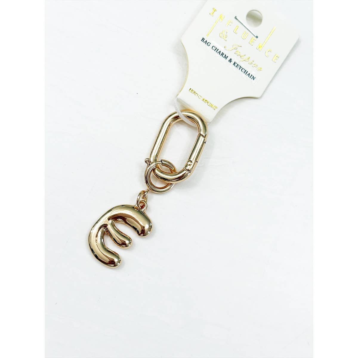 Gold Initial Bag Charm Key Chain
