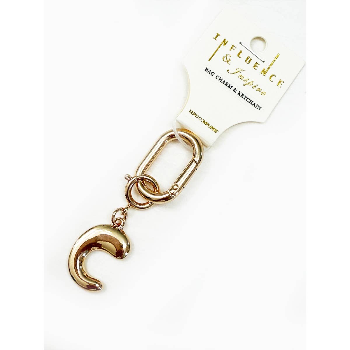 Gold Initial Bag Charm Key Chain