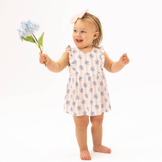 Angel Dear | Stripe Dot Roses - Ruffle Bodysuit Dress