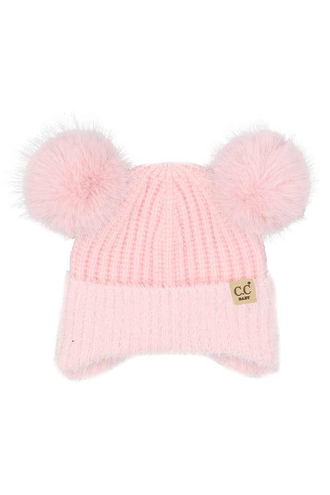 C.C Baby Fur Earflap Pompom Beanie