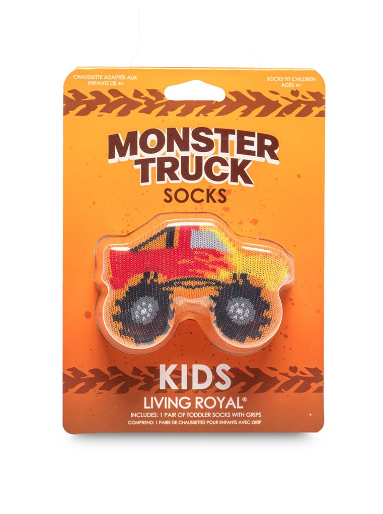 3D Packaged Crew Socks - Kids - Monster Truck - Orange