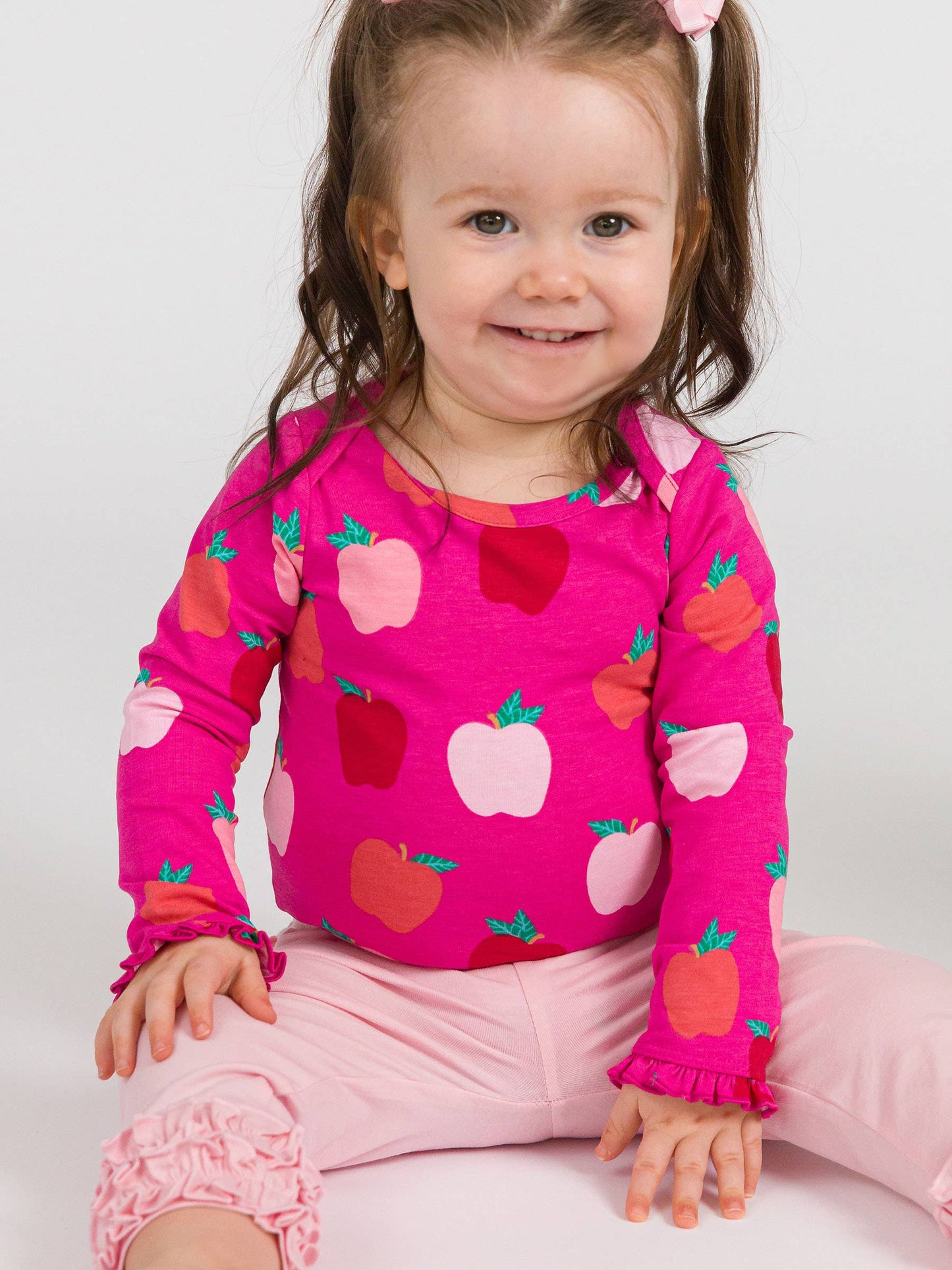 RuffleButts + RuggedButts - Toddler Girls Pink Classic Ruffle Leggings with Signature Rear Ruffles