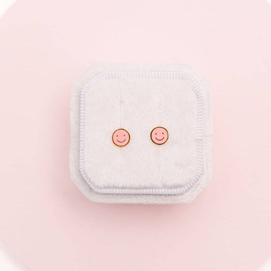 Pink Smiley Stud Earrings