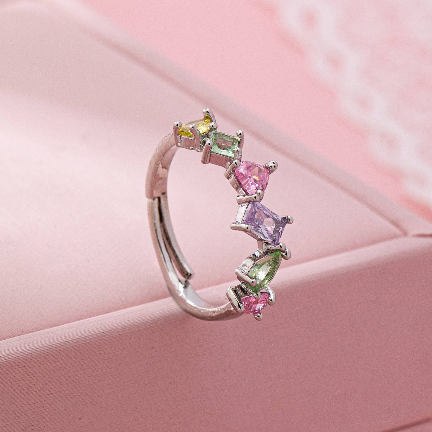 Adjustable Rainbow Gem Eternity Ring