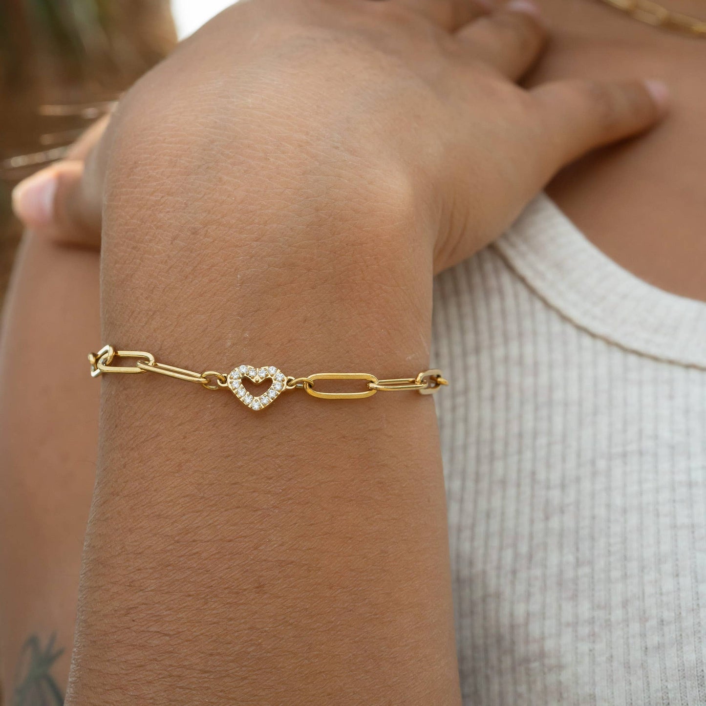 Forever Heart Paperclip Bracelet