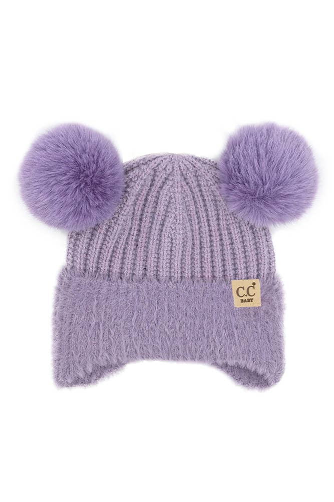 C.C Baby Fur Earflap Pompom Beanie