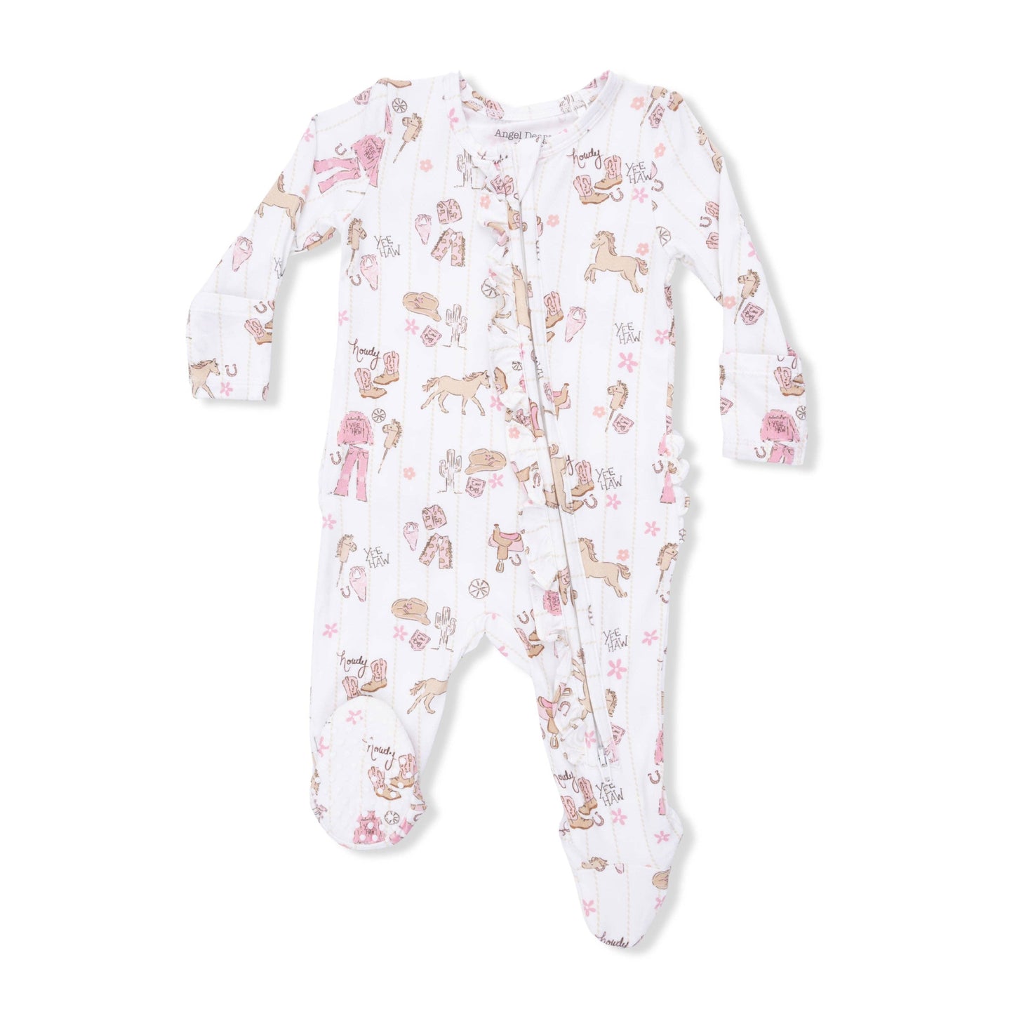 Angel Dear | Cowgirl Nursery - 2 Way Ruffle Front Zipper Footie