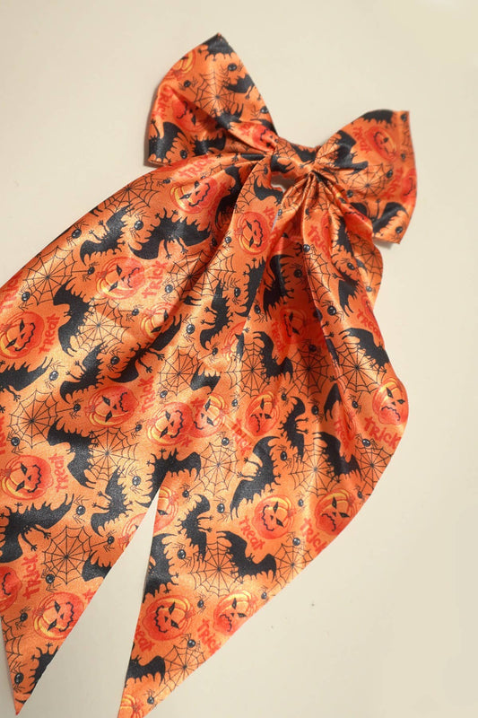 Halloween Pumpkin Bat Bow Hair Clip