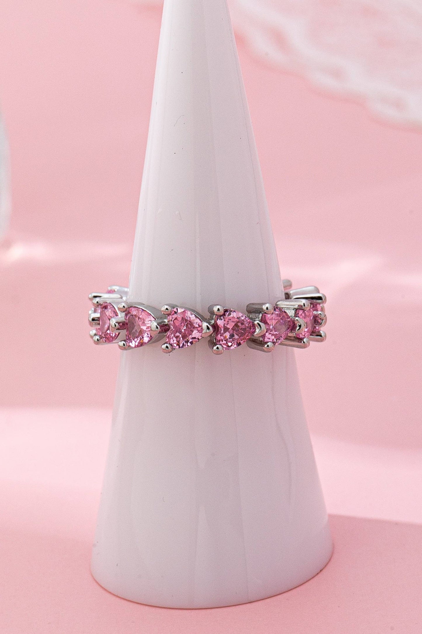 Pink Heart Eternity Band Ring