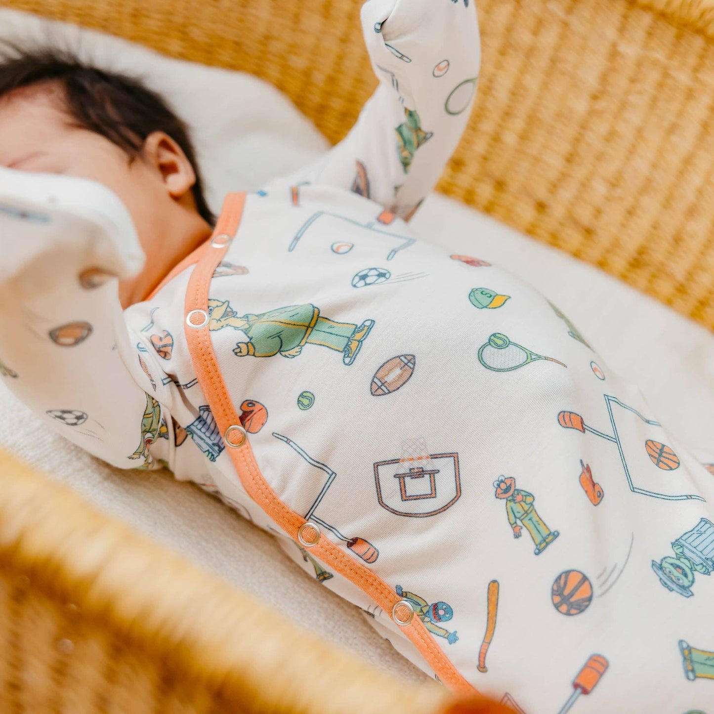 Copper Pearl | Newborn Knotted Gown - Sesame Street Varsity Friends
