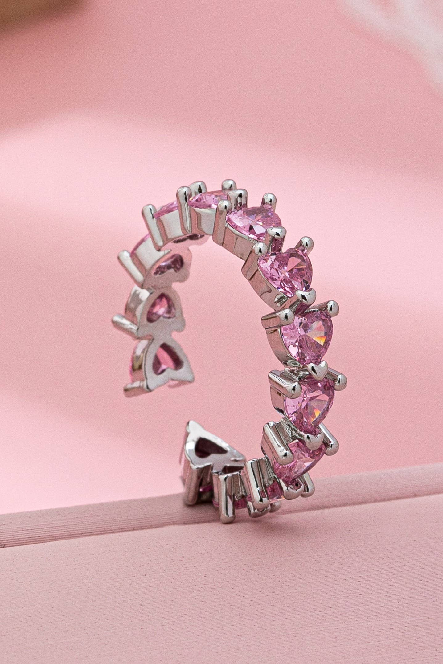 Pink Heart Eternity Band Ring