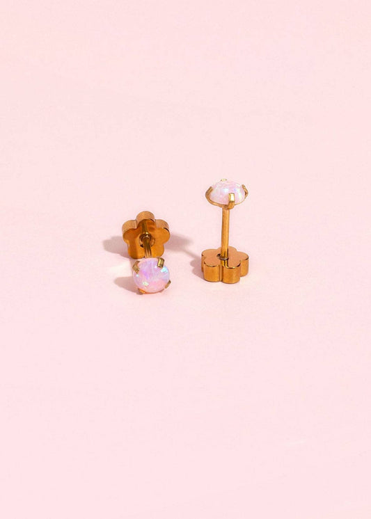Pierced Co | Pink Opal Stud Earrings
