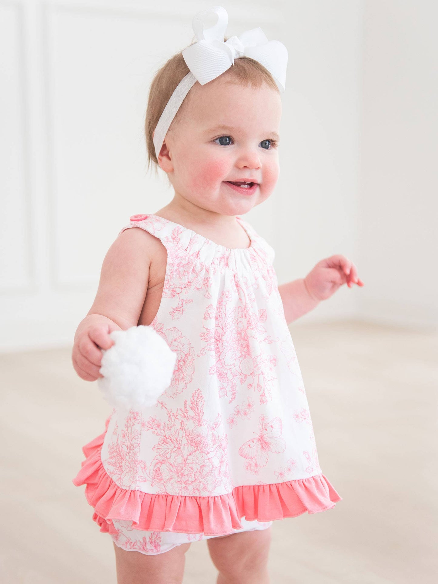 Bubblegum Pink Butterfly Garden Toile Knit Swing Top and Bloomer Set