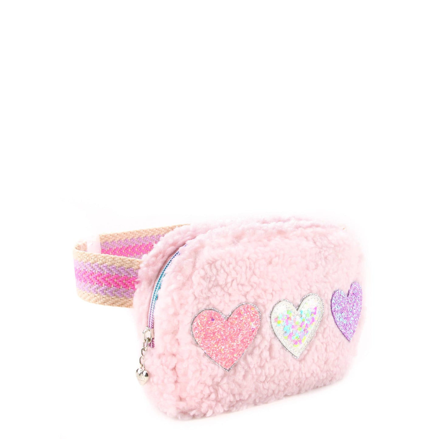 OMG Accessories - Confetti Heart-Patched Sherpa Fanny Pack