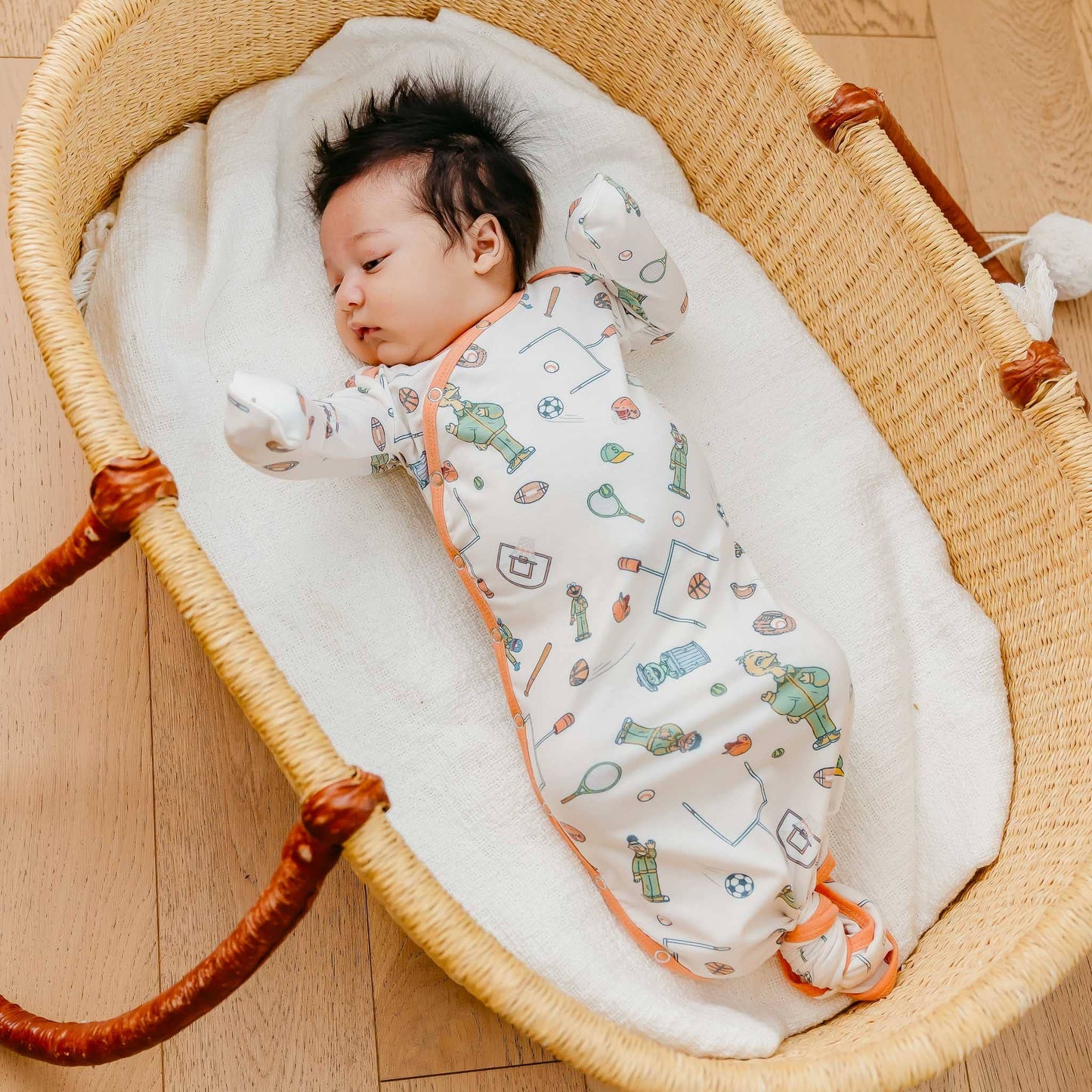 Copper Pearl | Newborn Knotted Gown - Sesame Street Varsity Friends