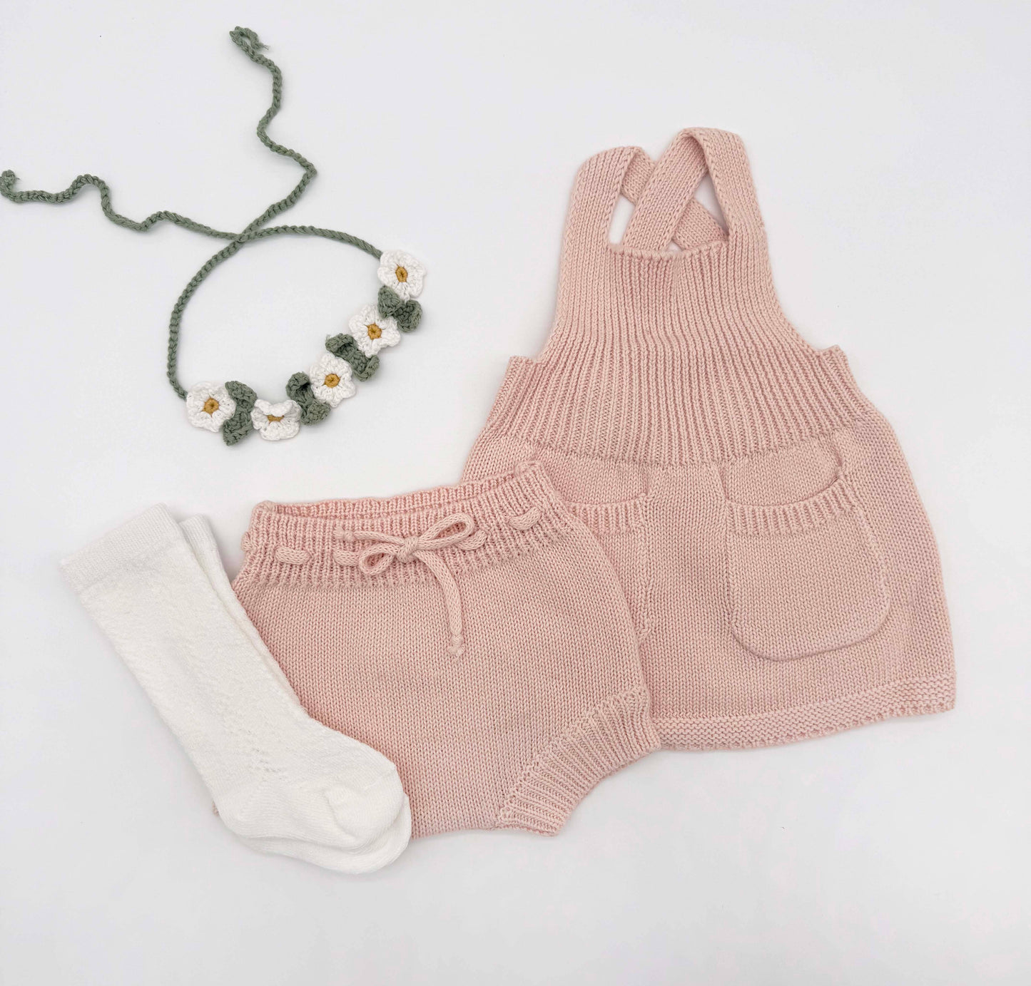Olivia Knitted Newborn Dress - 4pc Set