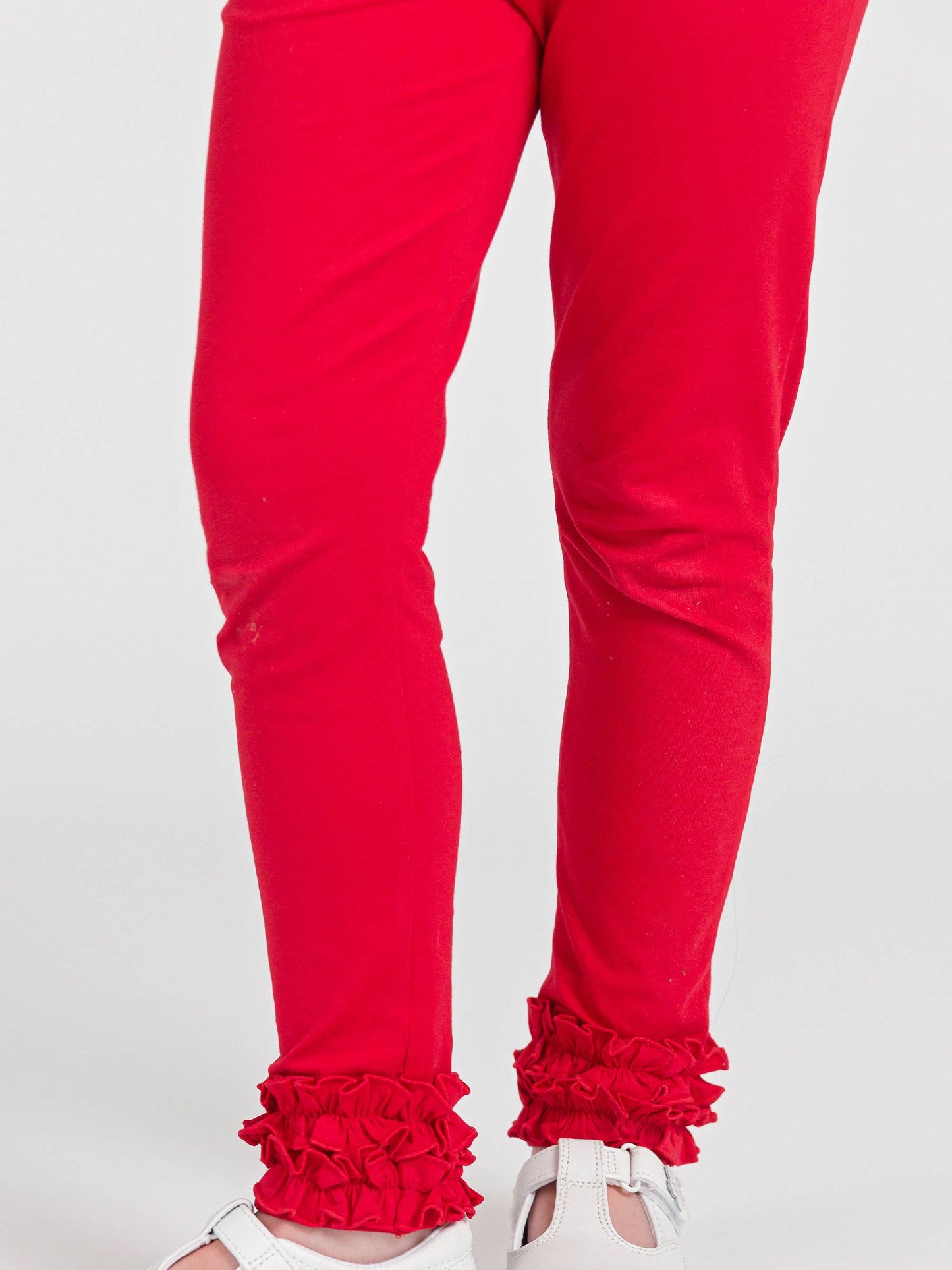 RuffleButts + RuggedButts - Girls Red Classic Ruffle Leggings