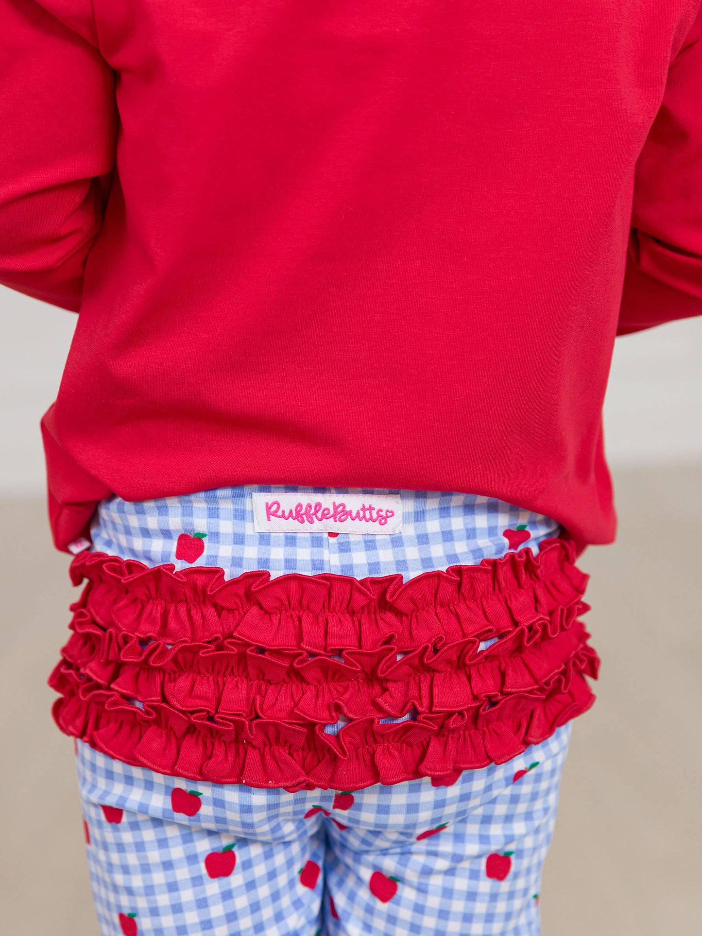 RuffleButts + RuggedButts - Toddler Girls Apple Orchard Gingham Classic Ruffle Leggings