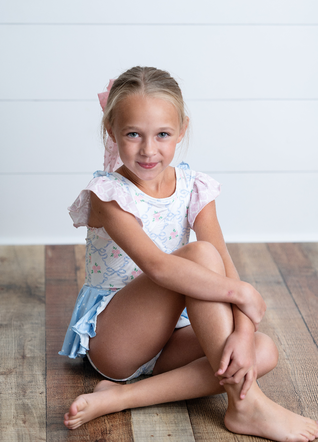 Pastel Floral & Bow Skirted Leotard