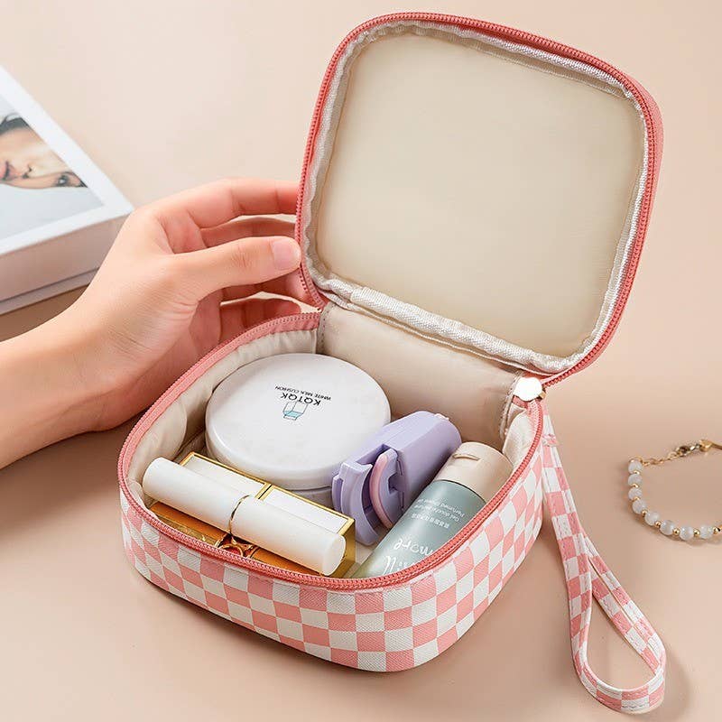 Checkered Gingham Cosmetic Pouch
