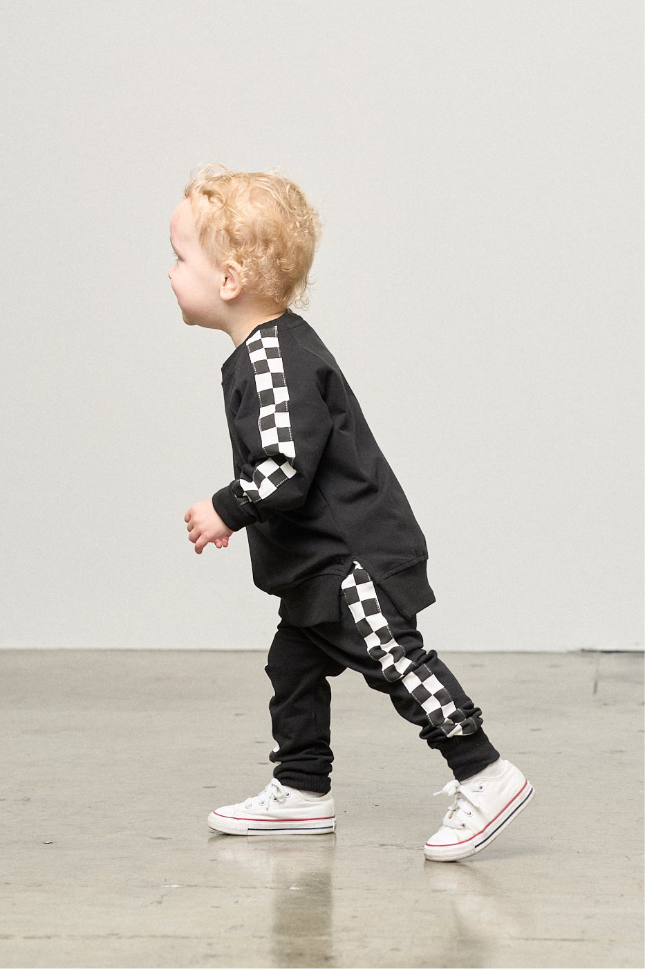 Side Checkered Joggers and Pullover Set