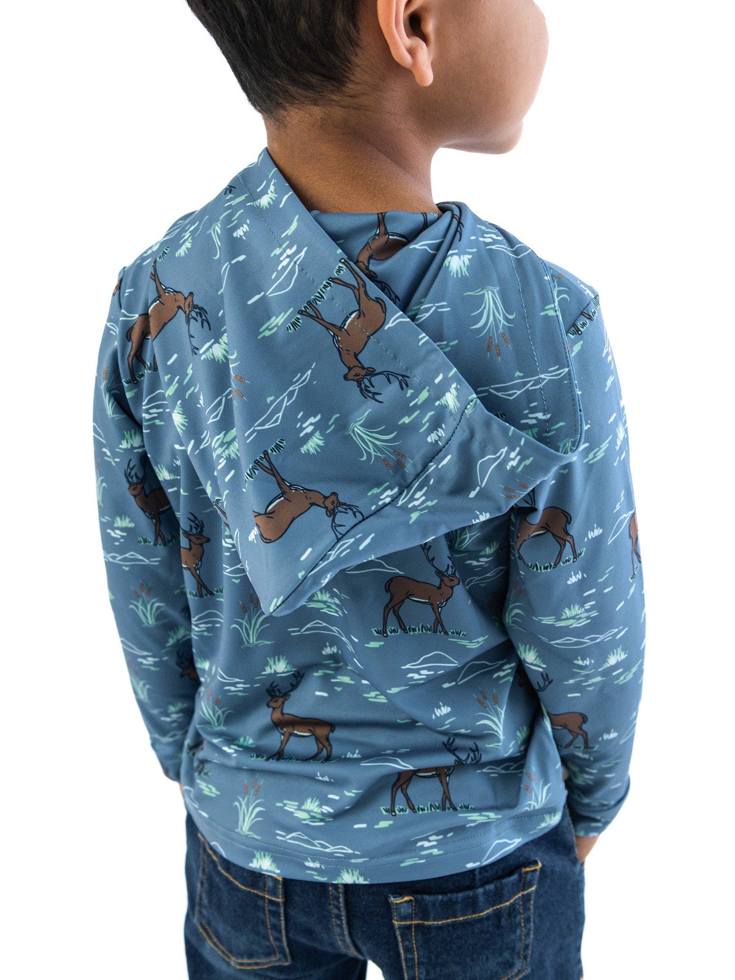 RuffleButts + RuggedButts - Boys Deer Antler Adventure Performance Hooded Shirt