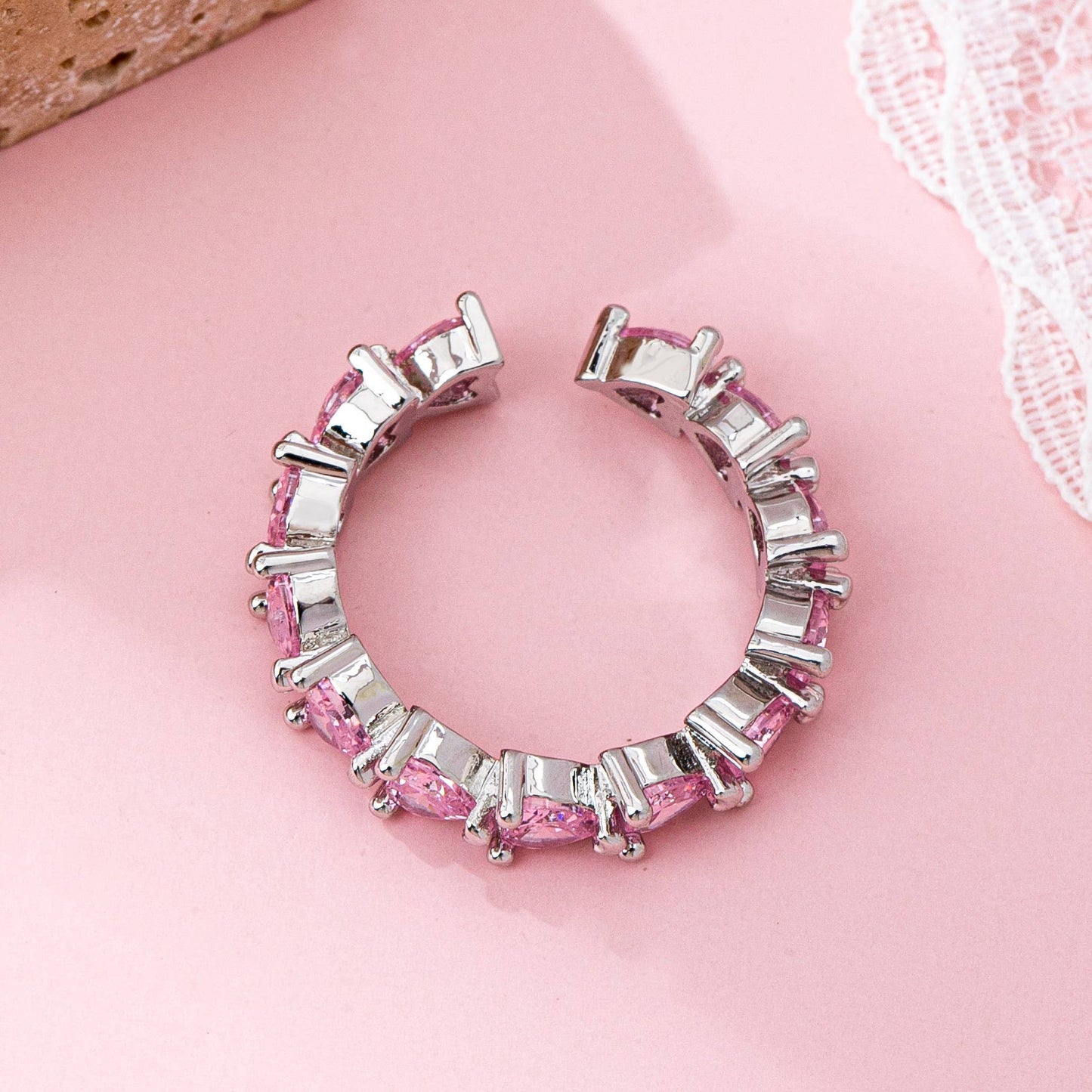 Pink Heart Eternity Band Ring