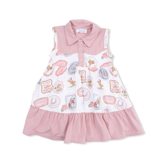 Angel Dear | Rodeo Patches Pink - Cowboy Bodysuit Dress
