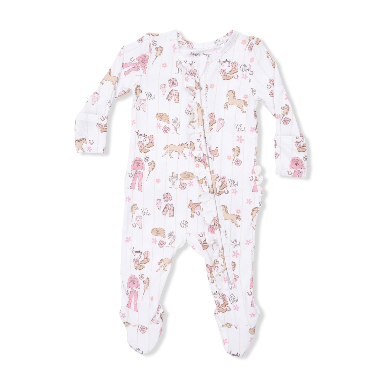 Angel Dear | Cowgirl Nursery - 2 Way Ruffle Front Zipper Footie