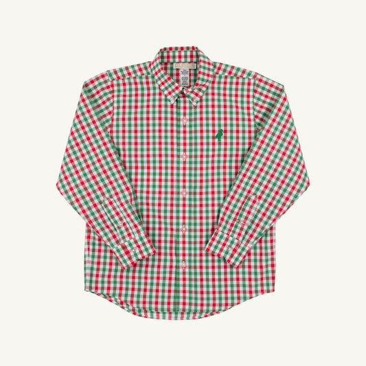 TBBC | Deans List Dress Shirt - Richmond Red and Kiawah Kelly Green Gingham with Kiawah Kelly Green