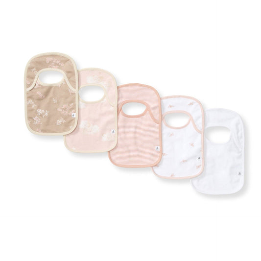 Whimsical Floral Lap Shoulder Bibs Set of 5 | Organic Cotton