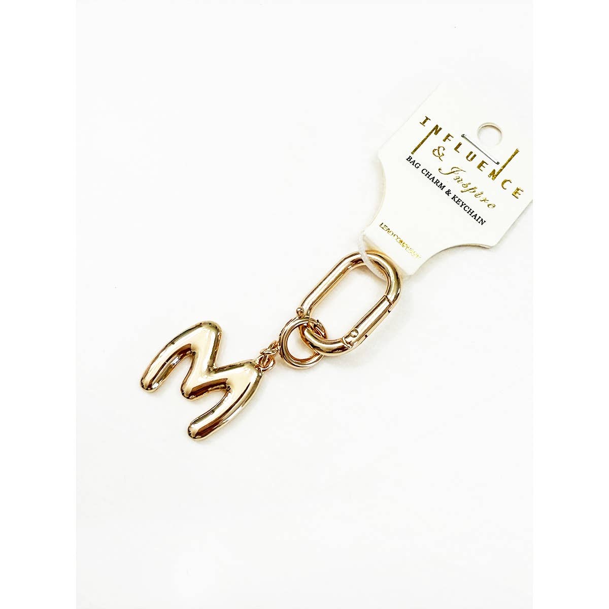 Gold Initial Bag Charm Key Chain