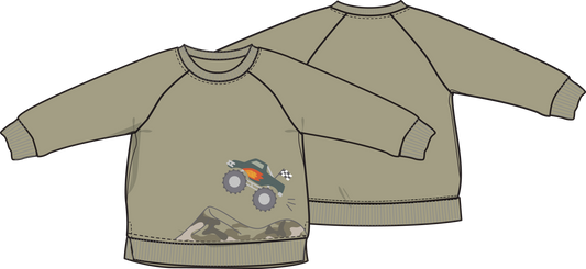 Angel Dear | Camo French Terry Monster Truck Sweatshirt