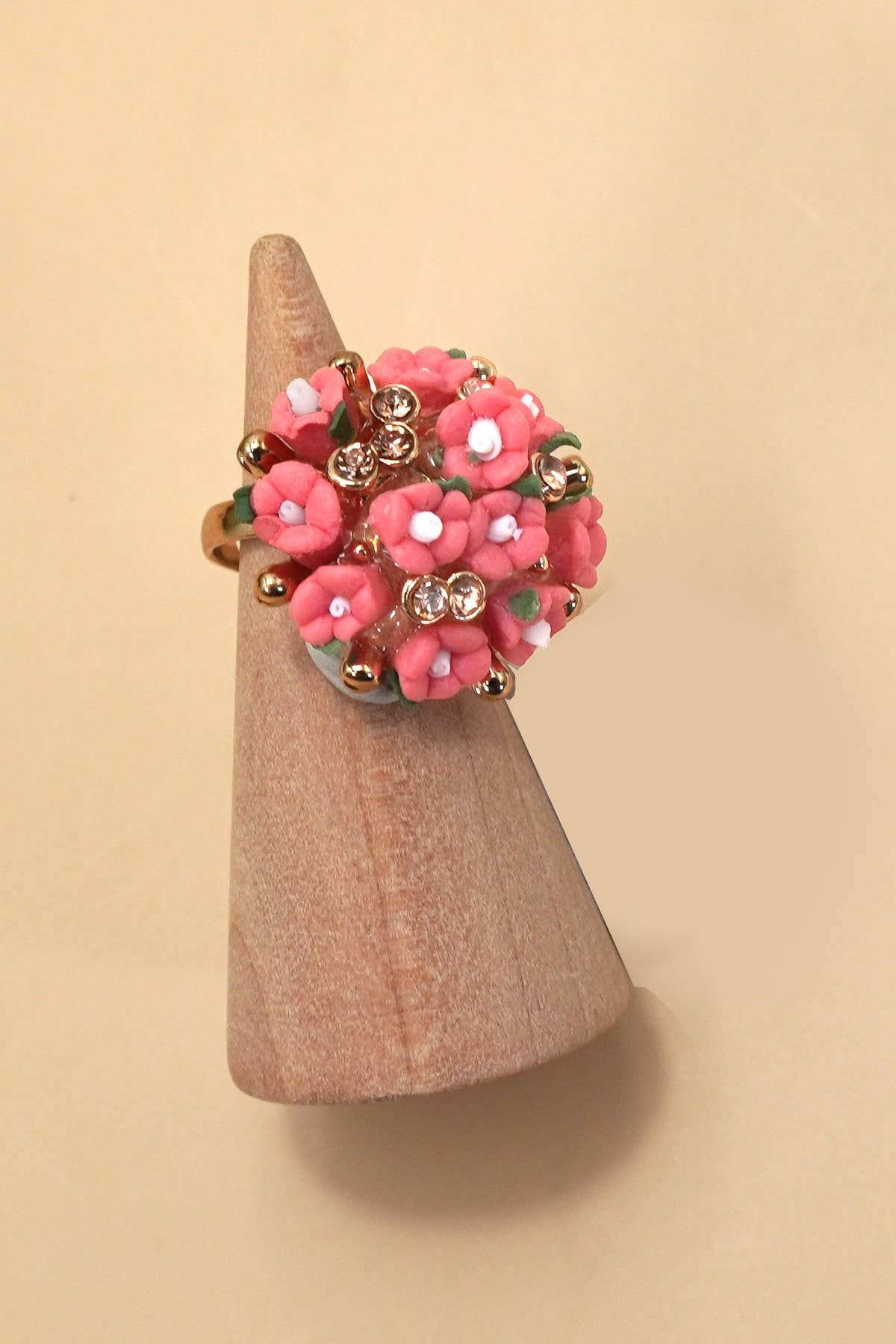 Adjustable Blossom Gold Floral Statement Ring