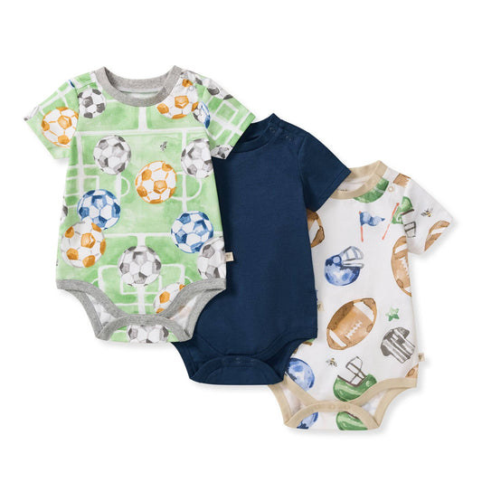 3-Pack Field Goal & Soccer Field Baby Boy Bodysuits | Organic Cotton