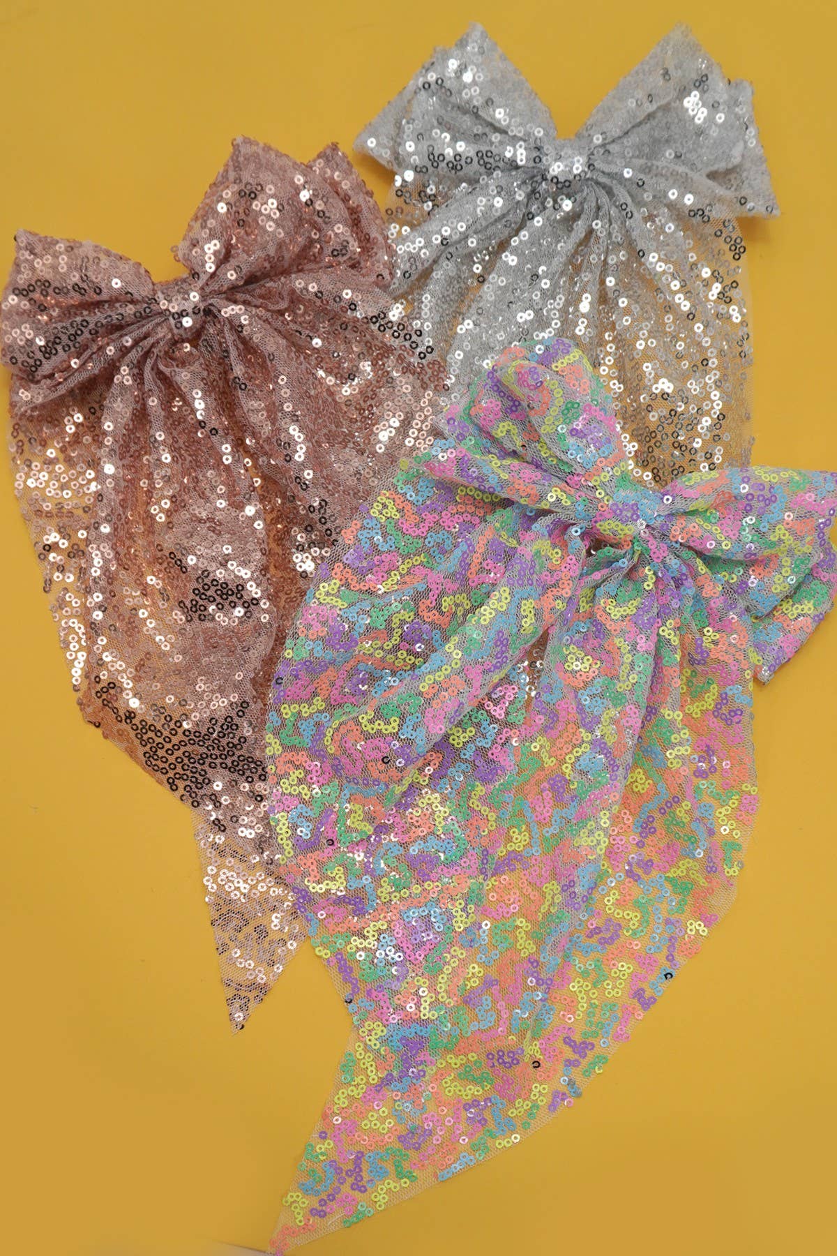 Sequin Glitter Organza Bow Ribbon Hair Clip