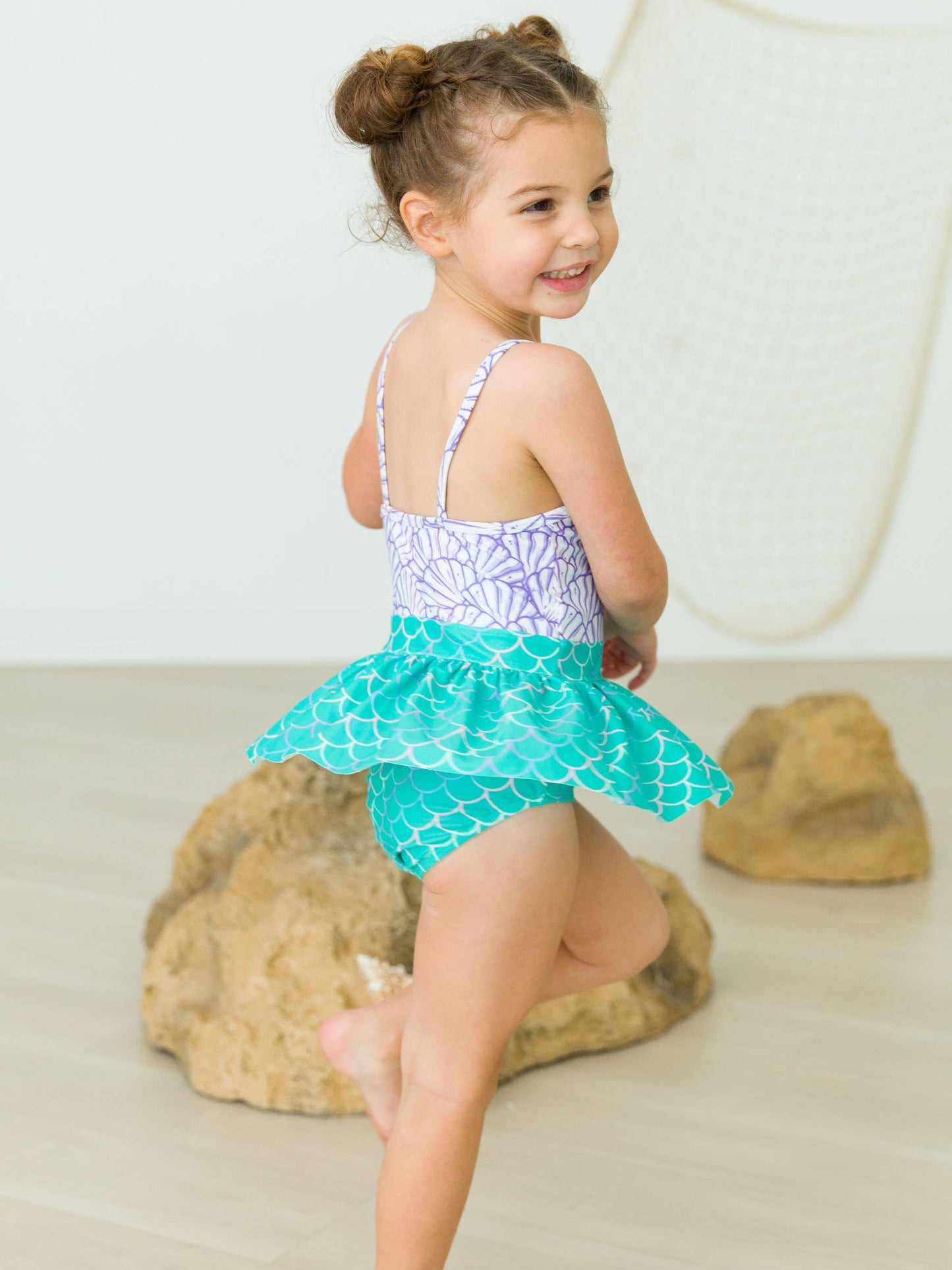 Magical Mermaid Shimmery Princess Big Bow Skirted One Piece