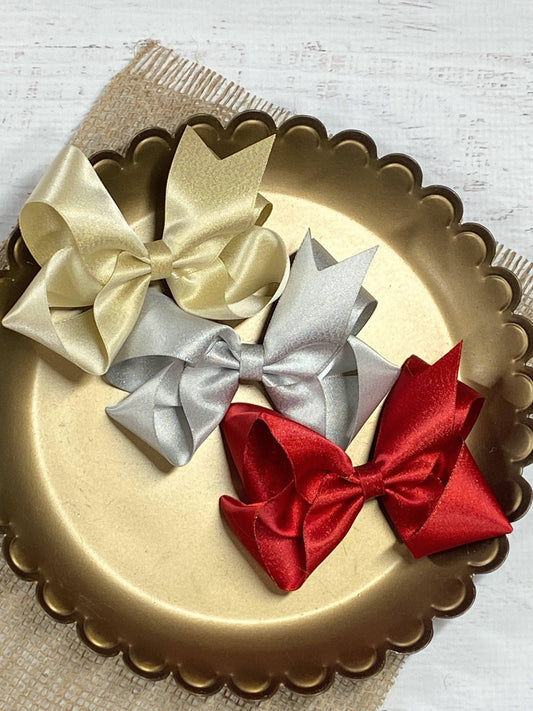 Holiday Shimmer Satin Hair Bows