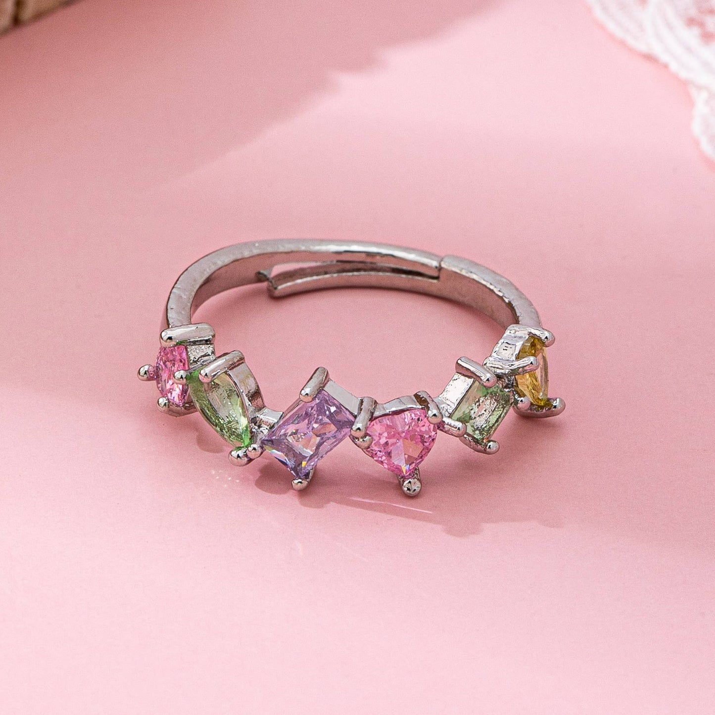Adjustable Rainbow Gem Eternity Ring