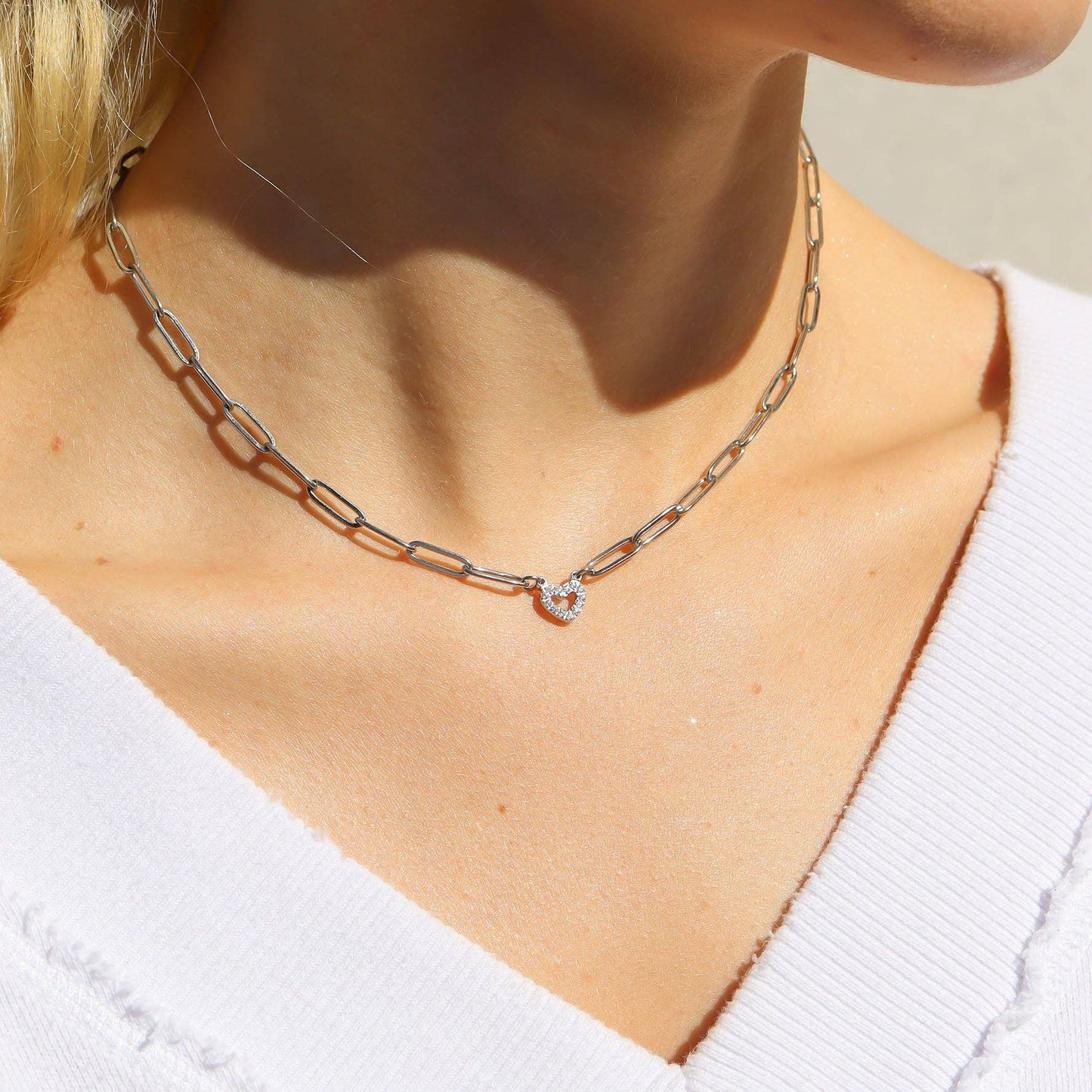 Forever Heart Connector Paperclip Necklace