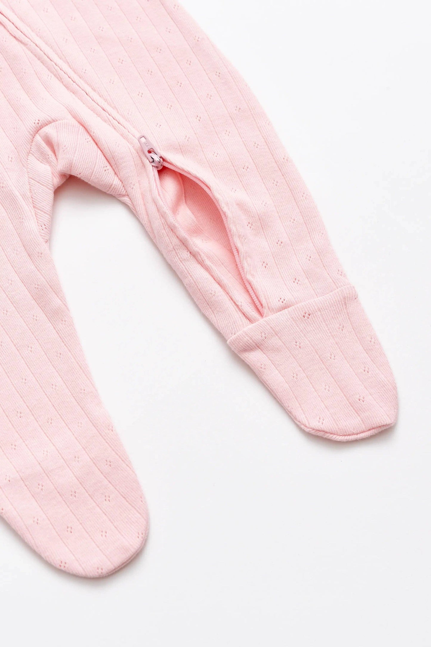 Pointelle Embroidered Rainbow Zipper One-Piece